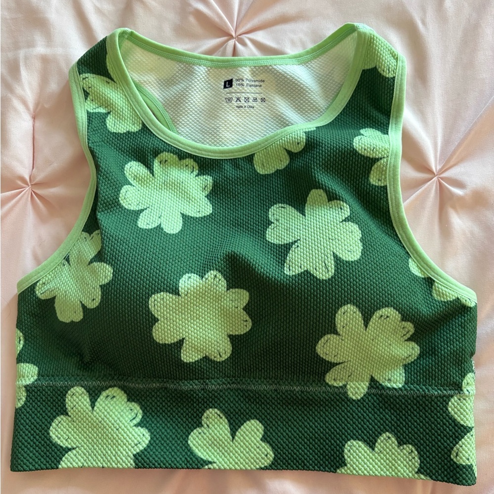 Amazon Green Floral Sports Bra